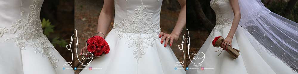 لباس عروس دکلته با دامن زاکپوزن