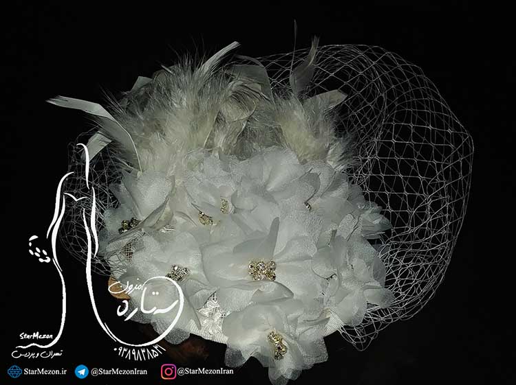 کلاه عروس توری با پر